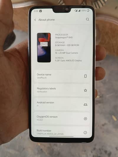 One Plus 6 8/128gb official PTA approved exchange possible