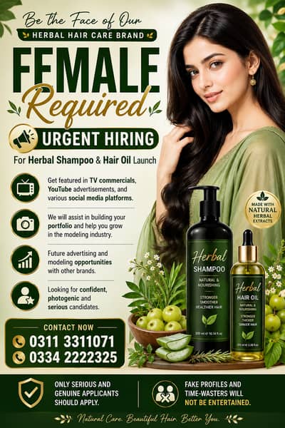Hiring for Female Staff, Need Young Female Staff, Job offer