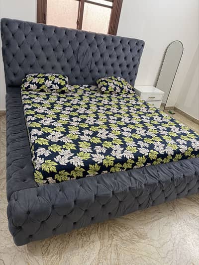 King size Heavy wooden bed with side tables