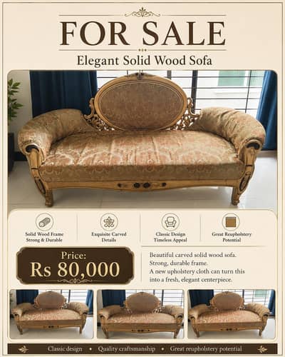 Elegant Solid Wood Sofa for Sale
