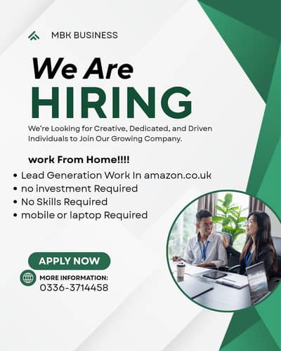 NEED MALE & FEMALE FOR UK BASED AMAZON WORK NO INVESTMENT