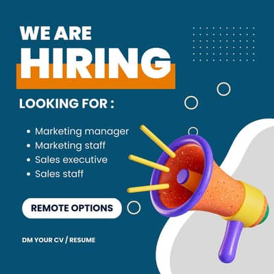 Hiring for sales, marketing, designing and office staff