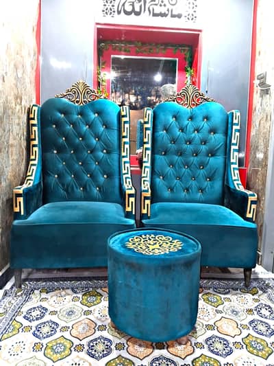 2 Royal Chairs With Match Ottoman For Sale