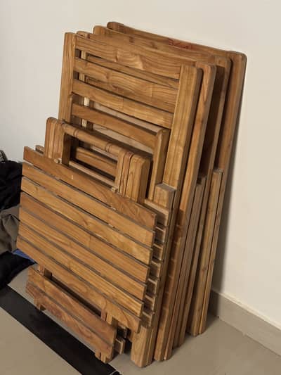 4 chairs and table set complete wooden