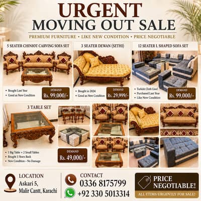 12 Seater Sofa - 5 Seater Sofa - 3 Seater Setti - Center Table - Sofa