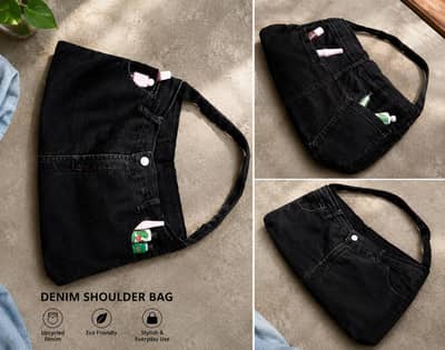 denim tote shoulder bag