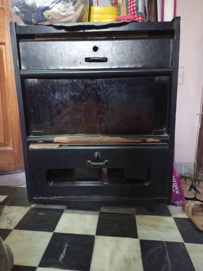 Black Trolley with cabinet and drawer