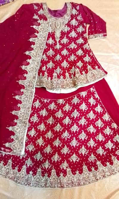 Heavy Bridal Red Lehnga 3pc piece One Time Used Twenty Thousand PKR