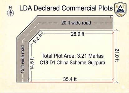 LDA Declared Commercial Corner Plot For Sale China Scheme,Gujarpura