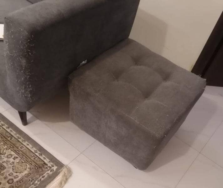 sofa  set L shape with table set grey table . 5