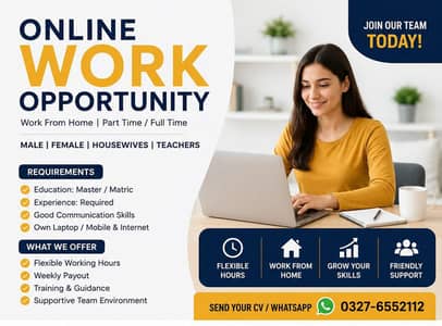 Office & Online Work Jobs Available – Male/Femal