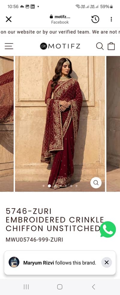 Red unstiched Motifz Saree (Orignal)