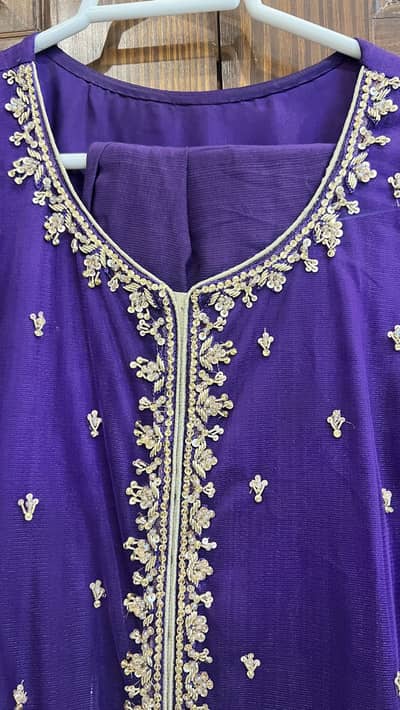 Elegant Purple Embroidered 3-Piece Suit