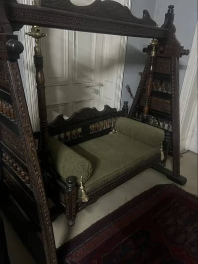 Solid Wood Jhoola Traditional Carved Swing Sofa Indoor Jhula