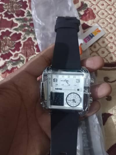 Skmei Square triple time display watch
