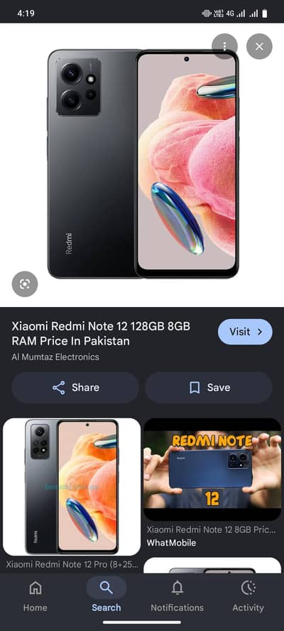 Redmi note12 4+4/128 only phone official PTA approved no open no repa