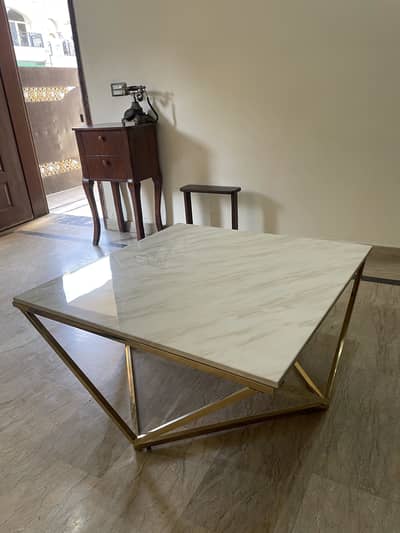 Luxury Diamond-Shaped Marble Center Table – 39" x 39"