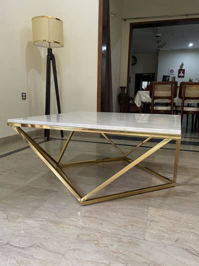 Luxury Diamond-Shaped Marble Center Table – 39" x 39"