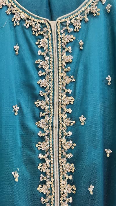 Elegant Teal Green Embroidered 3-Piece Suit