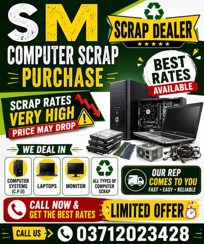 COMPUTER, PC & LAPTOP SCRAP PURCHASE IN BEST MARKET RATES