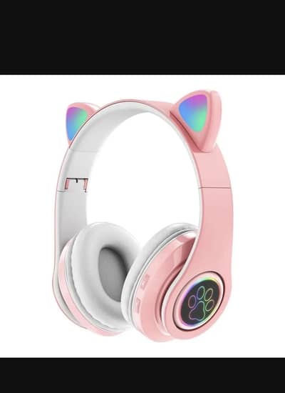Pink LED light bluetooth headphones