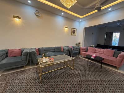 8 SEAT SOFA SET - grey and pink