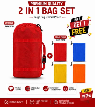 4 In 1 Summer Mesh Bag Set Large & Small Pouch