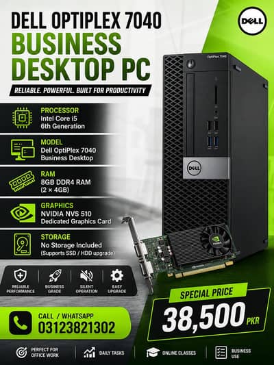optiplex 7040 Dell i5 6th Gen PC, working tasks light gaming and other
