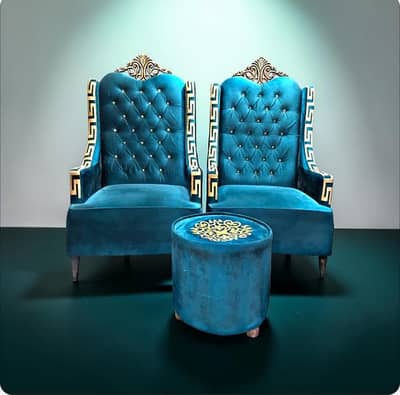 CHAIRS SET WITH OTTOMAN + COVERS FOR SALE