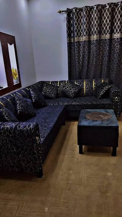 Luxury Designer Sofa Set – Premium Black & Gold (Like New)