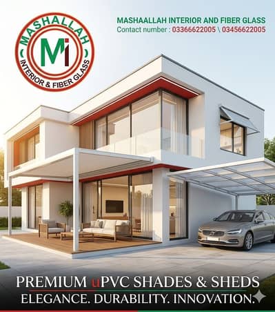 roofing shades \ upvc shades \ parking sheds \ tensile and fiber shad