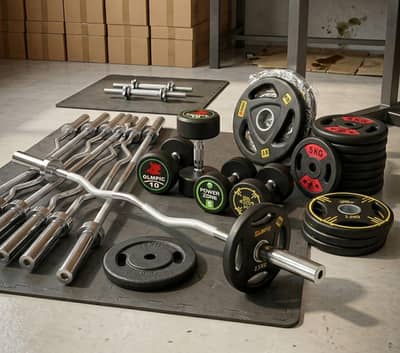 Dumbbells / Weight plates / Bench press / Dumbel Rod