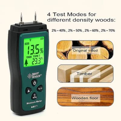 AS971 Smart Sensor Moisture Meter Wood Paper Bamboo Moisture Tester