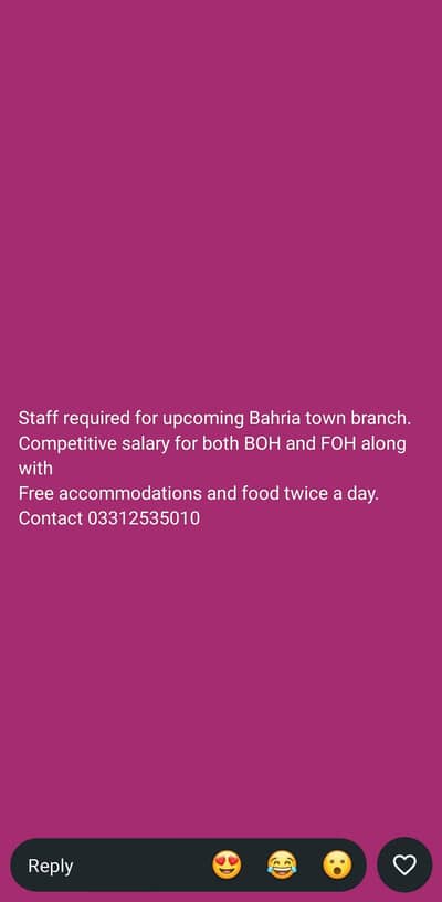Kitchen staff required