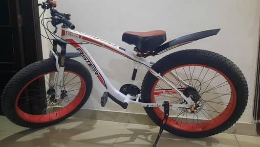 Aster Aluminium 24Speed fat bike , White Red . bike cycle