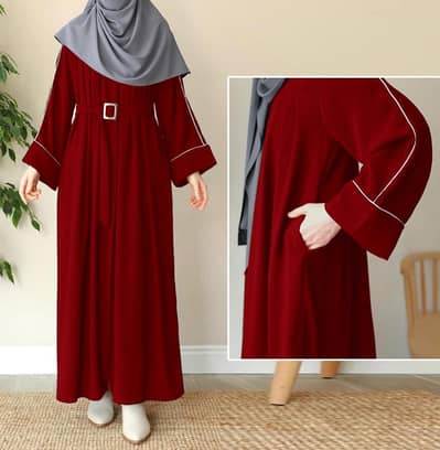 Front platted zip piping work on sleeves abaya with stoller