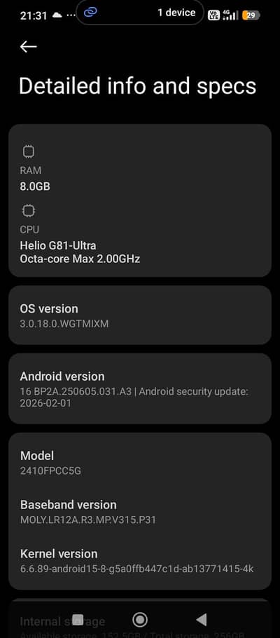 Poco c75 8gb ram 256gb room