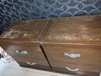 Bed selling with side tables, dressing table and three door cupboards