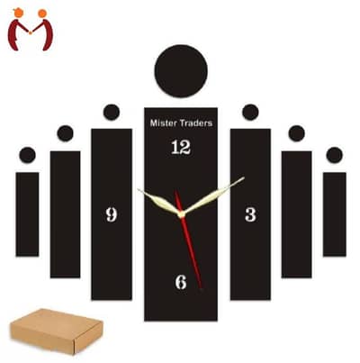 3D Wooden Wall Clock with Laser Cut Design