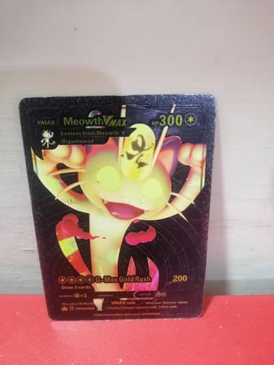 The rarest card Meowthvmax in black and golden addition of pokemon