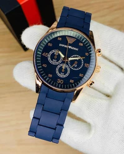 Men's stainless steel Analog Watch brown gray black and blue