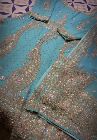 Bridal frock with heavy embroidered dupatta