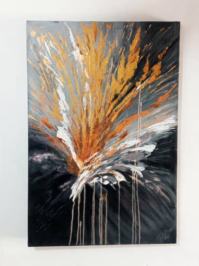 Handmade Luxury Gold Abstract Painting (2x3 Ft)