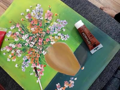 Flower pot  oil paint