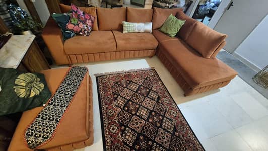 7 Seater L-Shape Rust Sofa - Big Family Couch - Urgent Sale Call Now