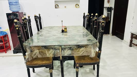 6 Seater Chinioti Wooden Dining Table Set for Sale