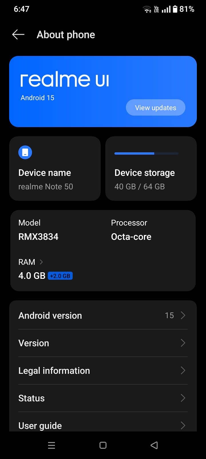 Realme note 50 0