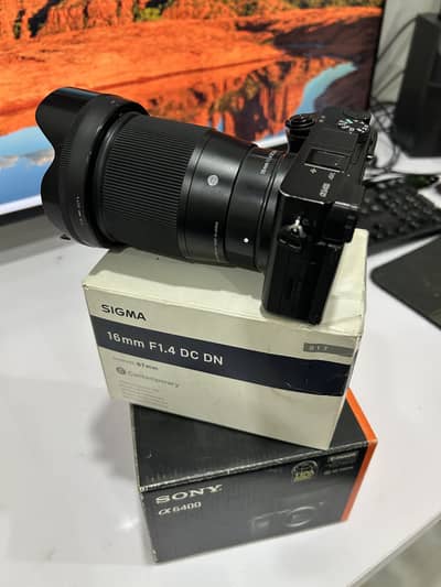 Sony A6400 with sigma 16mm 1.4 lens