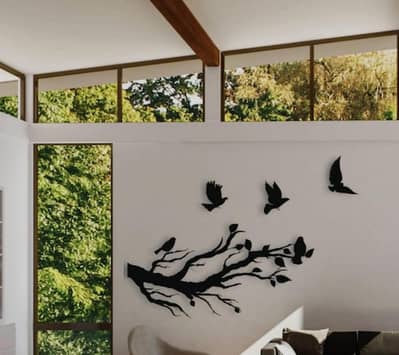 fling Brids wooden wall art black 3D Decor