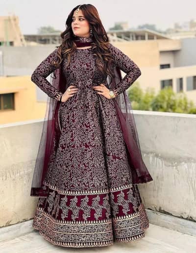 Women Katan Silk Printed Maxi Suit Set 3 Piece Regular